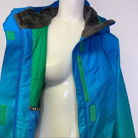 EUC Womens Under Armour Coldgear Fader Blue Green Ombre Ski Jacket Coat Medium - Picture 4 of 12